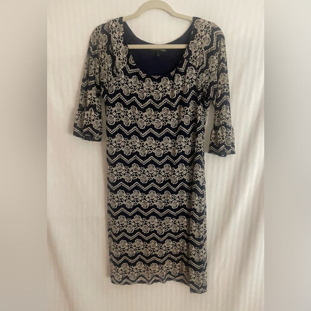 Chris McLaughlin Floral Dress.  Size 10.  Blue and White!  EUC!